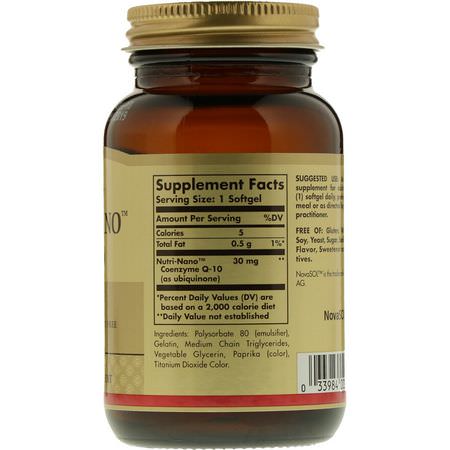 Coenzyme Q10, Coq10, Antioxidanter, Kosttillskott: Solgar, Nutri-Nano CoQ-10, 50 Softgels