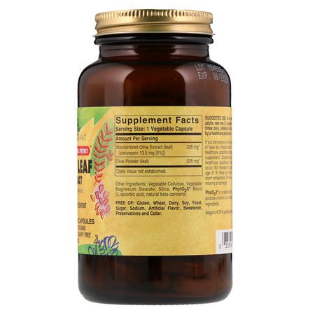 Influensa, Hosta, Förkylning, Kosttillskott: Solgar, Olive Leaf Extract, 180 Vegetable Capsules