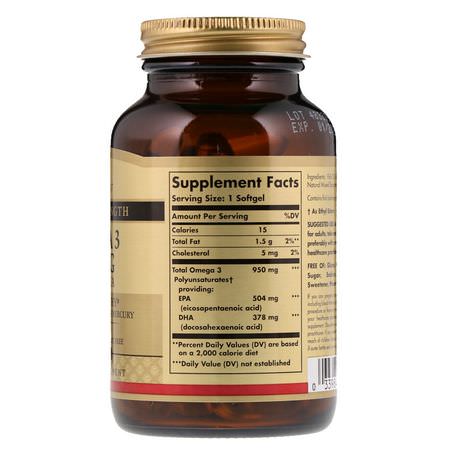 Omega-3 Fiskolja, Omegas Epa Dha, Fiskolja, Kosttillskott: Solgar, Omega-3, EPA & DHA, Triple Strength, 950 mg, 50 Softgels