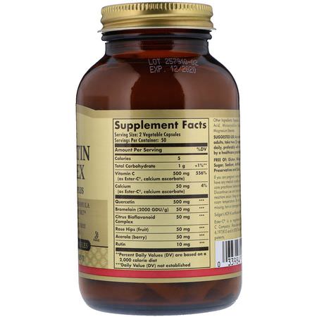 Quercetin, Antioxidanter, Kosttillskott: Solgar, Quercetin Complex with Ester-C Plus, 100 Vegetable Capsules
