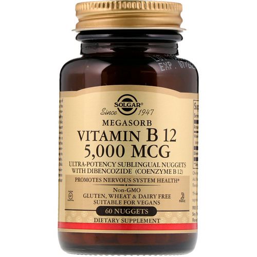 Solgar, Sublingual Vitamin B12, 5,000 mcg, 60 Nuggets Review