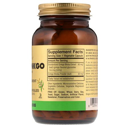Ginkgo Biloba, Homeopati, Örter: Solgar, Super Ginkgo, 120 Vegetable Capsules