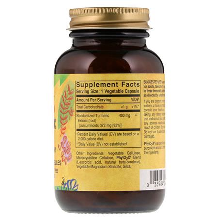 Curcumin, Gurkmeja, Antioxidanter, Kosttillskott: Solgar, Turmeric Root Extract, 60 Veggie Caps