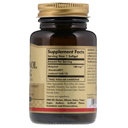 Coq10, Ubiquinol, Antioxidanter, Kosttillskott: Solgar, Ubiquinol (Reduced CoQ10), 100 mg, 50 Softgels
