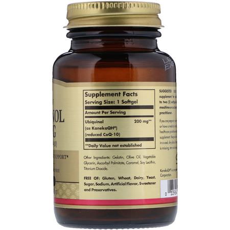 Coq10, Ubiquinol, Antioxidanter, Kosttillskott: Solgar, Ubiquinol (Reduced CoQ10), 200 mg, 30 Softgels