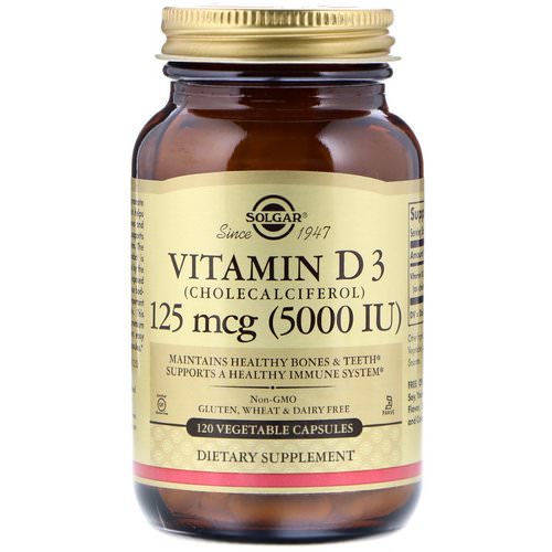 Solgar, Vitamin D3 (Cholecalciferol), 125 mcg (5000 IU), 120 Vegetable Capsules Review
