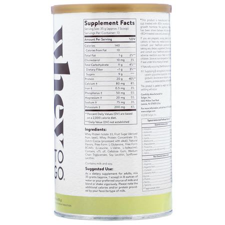 Vassleprotein, Idrottsnäring: Solgar, Whey To Go, Whey Protein Powder, Chocolate, 16 oz (455 g)