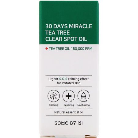 Tea Tree Oil Topicals, Massage Oljor, Kropp, K-Beauty: Some By Mi, 30 Days Miracle Tea Tree Clear Spot Oil, 10 ml