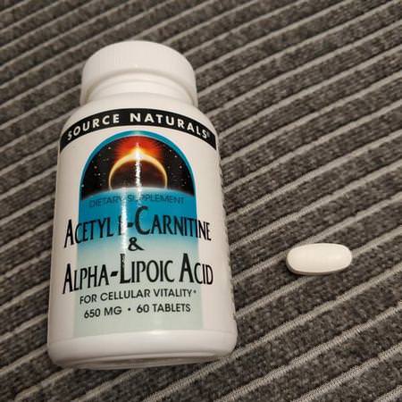 Alpha Lipoic Acid, Antioxidants, Acetyl L-Carnitine, Amino Acids: Source Naturals, Acetyl L-Carnitine & Alpha-Lipoic Acid, 650 mg, 120 Tablets