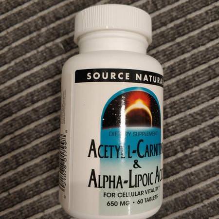 Source Naturals Acetyl L-Carnitine Alpha Lipoic Acid - Alpha Lipoic Acid, Antioxidants, Acetyl L-Carnitine, Amino Acids
