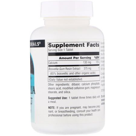 Boswellia, Homeopati, Örter: Source Naturals, Boswellia Extract, 100 Tablets