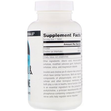 Inositol, Vitamin B, Vitaminer, Kolin: Source Naturals, Inositol & Choline, 800 mg, 100 Tablets