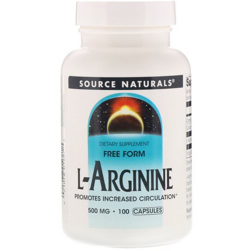 Source Naturals, L-Arginine, Free Form, 500 mg, 100 Capsules Review