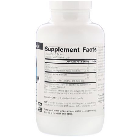 Magnesium, Mineraler, Kosttillskott: Source Naturals, Magnesium Malate, 1,250 mg, 360 Tablets