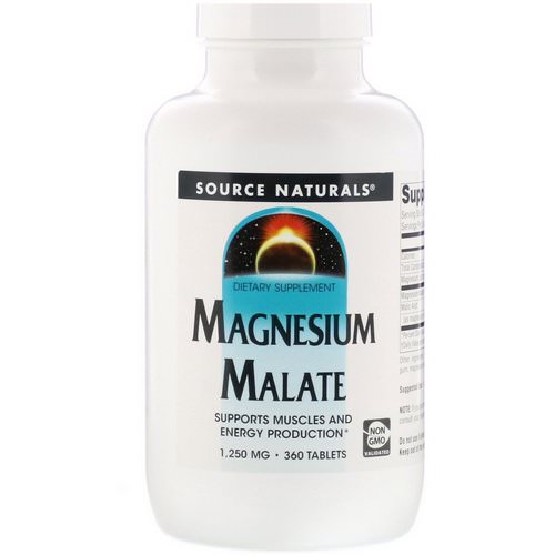Source Naturals, Magnesium Malate, 1,250 mg, 360 Tablets Review