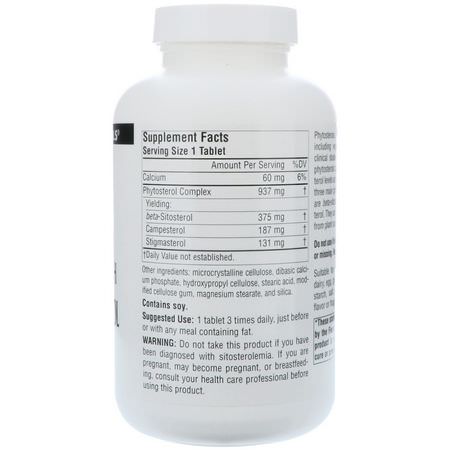 Örter, Homeopati, Örter: Source Naturals, Mega Strength Beta Sitosterol, 375 mg, 120 Tablets