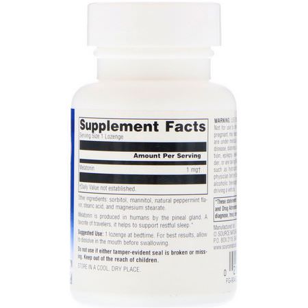 Melatonin, Sömn, Kosttillskott: Source Naturals, Melatonin, Peppermint, 1 mg, 100 Lozenges