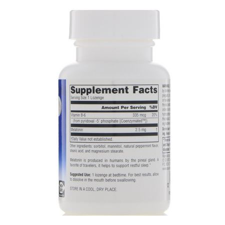 Melatonin, Sömn, Kosttillskott: Source Naturals, Melatonin, Peppermint, 2.5 mg, 60 Lozenges