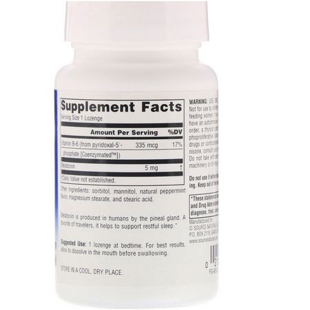 Melatonin, Sömn, Kosttillskott: Source Naturals, Melatonin, Peppermint, 5 mg, 200 Lozenges