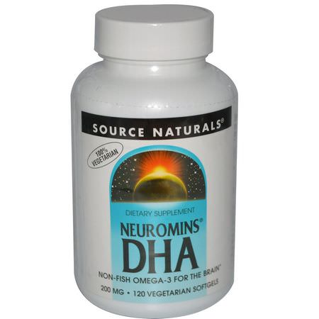 Dha, Omegas Epa Dha, Fiskolja, Kosttillskott: Source Naturals, Neuromins DHA, 200 mg, 120 Veggie Softgels