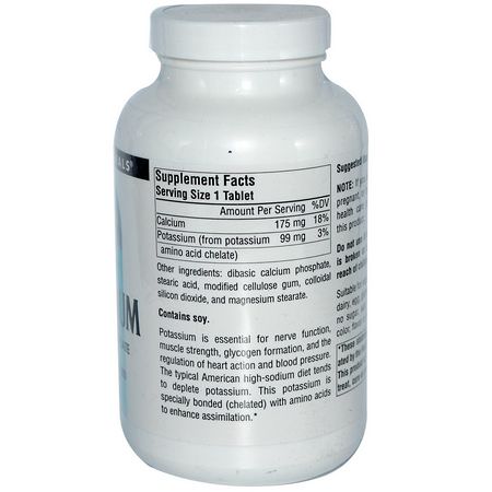 Kalium, Mineraler, Kosttillskott: Source Naturals, Potassium, 99 mg, 250 Tablets