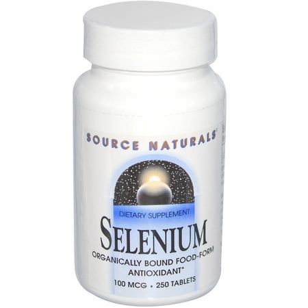 Selen, Mineraler, Kosttillskott: Source Naturals, Selenium, 100 mcg, 250 Tablets