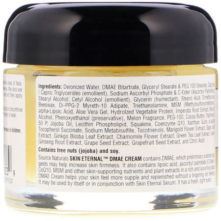 Krämer, Ansiktsfuktare, Skönhet: Source Naturals, Skin Eternal DMAE Cream, 2 oz (56.7 g)