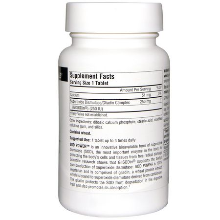 Superoxide Dismutase Sod, Antioxidanter, Kosttillskott: Source Naturals, SOD Power, 250 mg, 60 Tablets