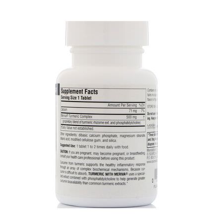Curcumin, Gurkmeja, Antioxidanter, Kosttillskott: Source Naturals, Turmeric with Meriva, 500 mg, 30 Tablets