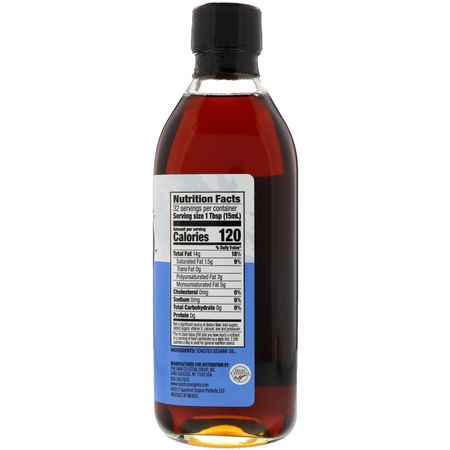 Sesame Oil, Vinegars, Oil: Spectrum Culinary, Toasted Sesame Oil, Unrefined, 16 fl oz (473 ml)