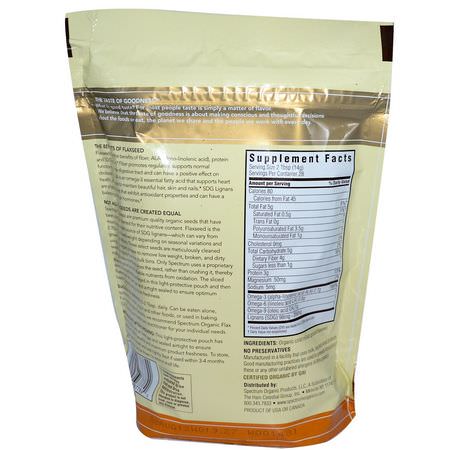 Linfrötillskott, Omegas Epa Dha, Fiskolja, Kosttillskott: Spectrum Essentials, Organic Ground Premium Flaxseed, 14 oz (396 g)