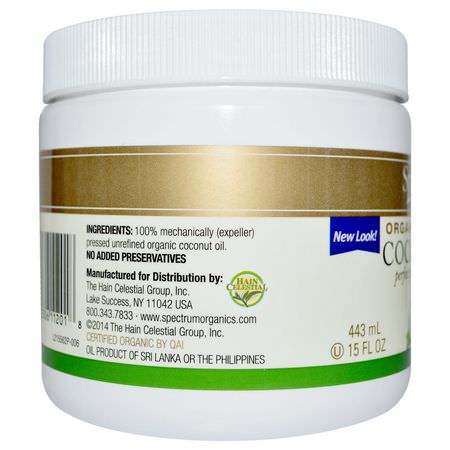 Coconut Skin Care, Beauty: Spectrum Essentials, Organic Unrefined Coconut Oil, 15 fl oz (443 ml)