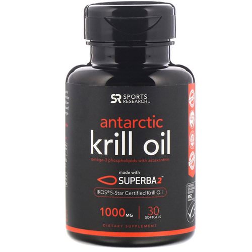Sports Research, Antarctic Krill Oil with Astaxanthin, 1000 mg, 30 Softgels Review
