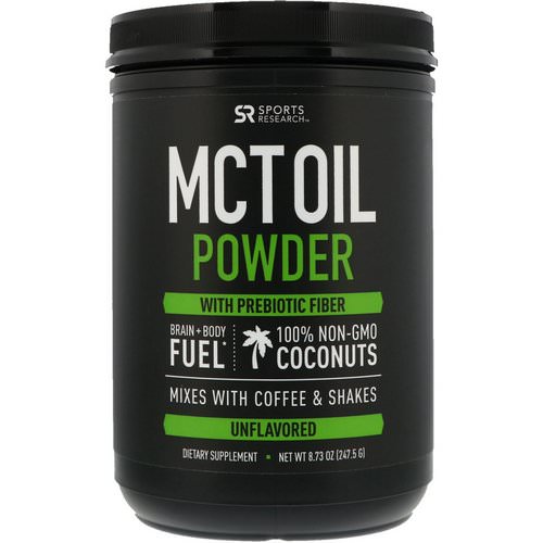 Sports Research, MCT Oil Powder with Prebiotic Fiber, Unflavored, 8.73 oz (247.5 g) Review