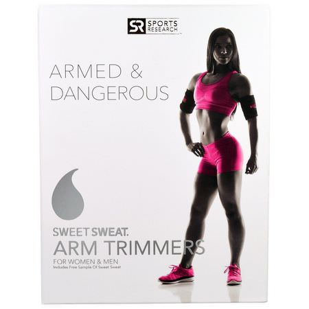 Trimmare, Bälten, Sportnäring: Sports Research, Sweet Sweat Arm Trimmers, Unisex-Regular, Pink, 1 Pair
