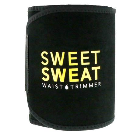 Trimmare, Bälten, Sportnäring: Sports Research, Sweet Sweat Waist Trimmer, Medium, Black & Yellow, 1 Belt