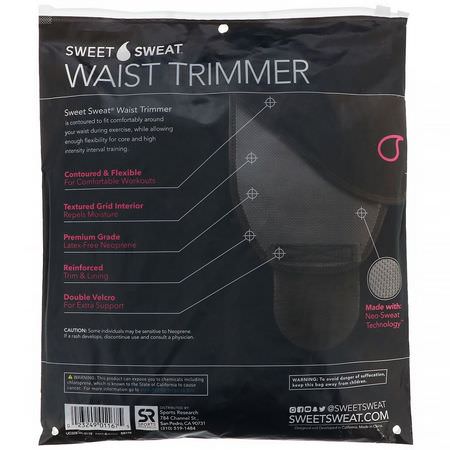 Trimmare, Bälten, Sportnäring: Sports Research, Sweet Sweat Waist Trimmer, Small, Black & Pink, 1 Belt