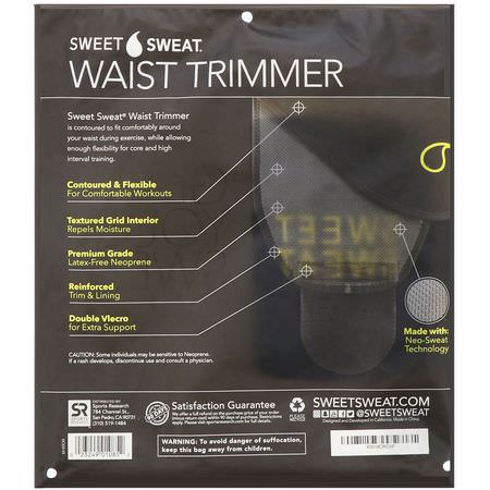 Trimmare, Bälten, Sportnäring: Sports Research, Sweet Sweat Waist Trimmer, Small, Black & Yellow, 1 Belt