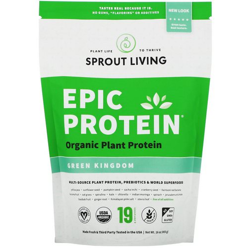 Sprout Living, Epic Organic Plant Protein, Green Kingdom, 16 oz (455 g) Review