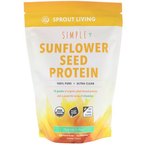 Sprout Living, Simple Sunflower Seed Protein, 1 lb (454 g) Review