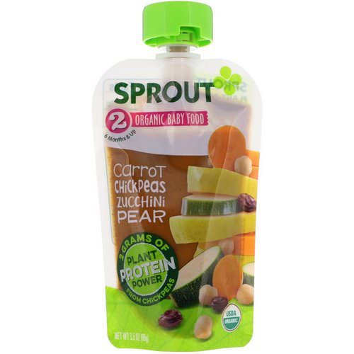 Sprout Organic, Baby Food, Stage 2, Carrot, Chickpeas, Zucchini, Pear, 3.5 oz (99 g) Review