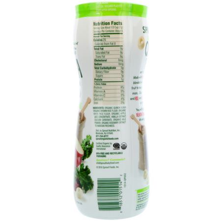 Fingermat, Barer, Mellanmål, Barnmatning: Sprout Organic, Quinoa Puffs, Apple Kale, 1.5 oz (43 g)