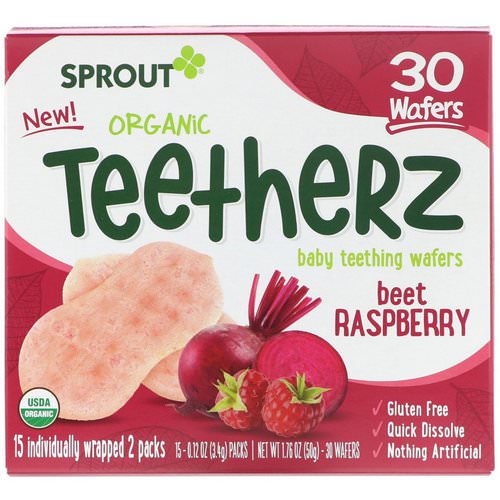 Sprout Organic, Teetherz, Baby Teething Wafers, Beet Raspberry, 30 Wafers Review
