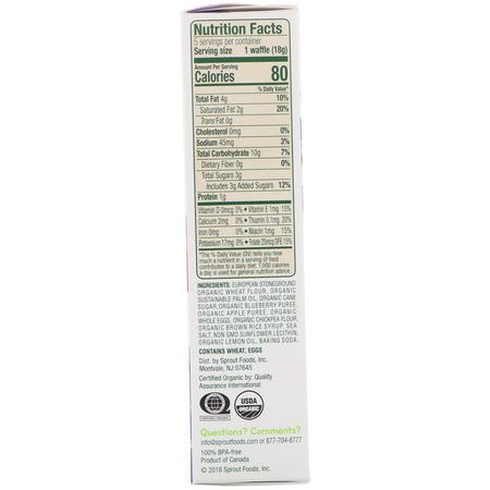 Fingermat, Barer, Mellanmål, Barnmatning: Sprout Organic, Wafflez, Blueberry Apple, 5 Packets, 0.63 oz (18 g)