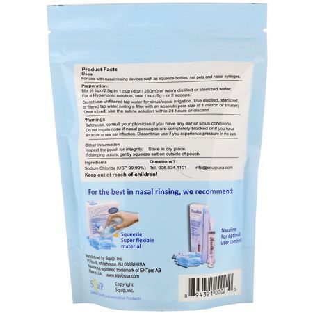Sinus Wash, Nasal, First Aid, Medicine Cabinet: Squip, Saline Solution Salt, 12 oz (340 g)