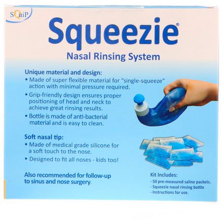 Sinus Wash, Nasal, First Aid, Medicine Cabinet: Squip, Squeezie, Nasal Rinsing System, 1 Kit