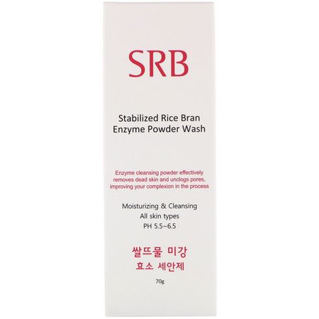 Rengöringsmedel, Ansikts Tvätt, K-Beauty Cleanse, Skrubba: SRB, Stabilized Rice Bran Enzyme Powder Wash, 70 g