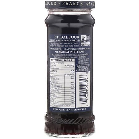 Fruktpåslag, Konserver, Uppslag, Knappar: St. Dalfour, Black Cherry, Deluxe Black Cherry Spread, 10 oz (284 g)