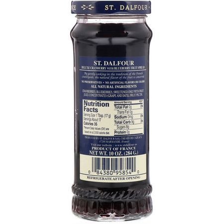 Fruktpåslag, Konserver, Uppslag, Knappar: St. Dalfour, Cranberry with Blueberry Fruit Spread, 10 oz (284 g)