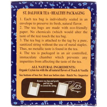 Svart Te: St. Dalfour, Organic Golden Peach Tea, 25 Envelopes, 1.75 oz (50 g)